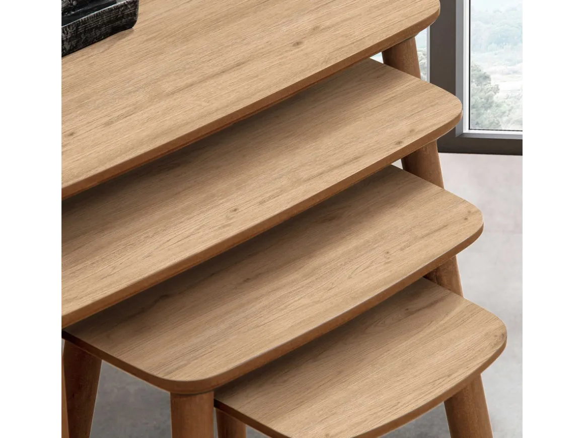 Table gigogne (4 pièces) en bois "Luci" 70 x 40 x 55 cm - Chêne
