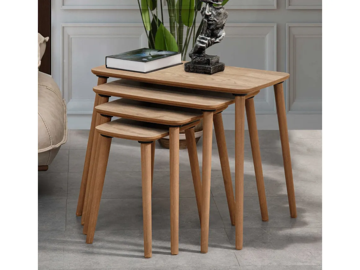 Table gigogne (4 pièces) en bois "Luci" 70 x 40 x 55 cm - Chêne