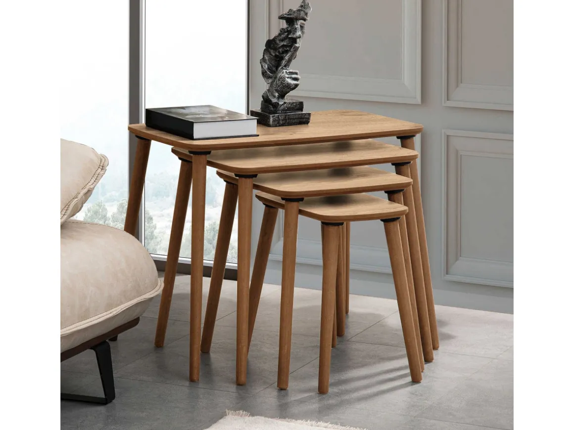 Table gigogne (4 pièces) en bois "Luci" 70 x 40 x 55 cm - Chêne