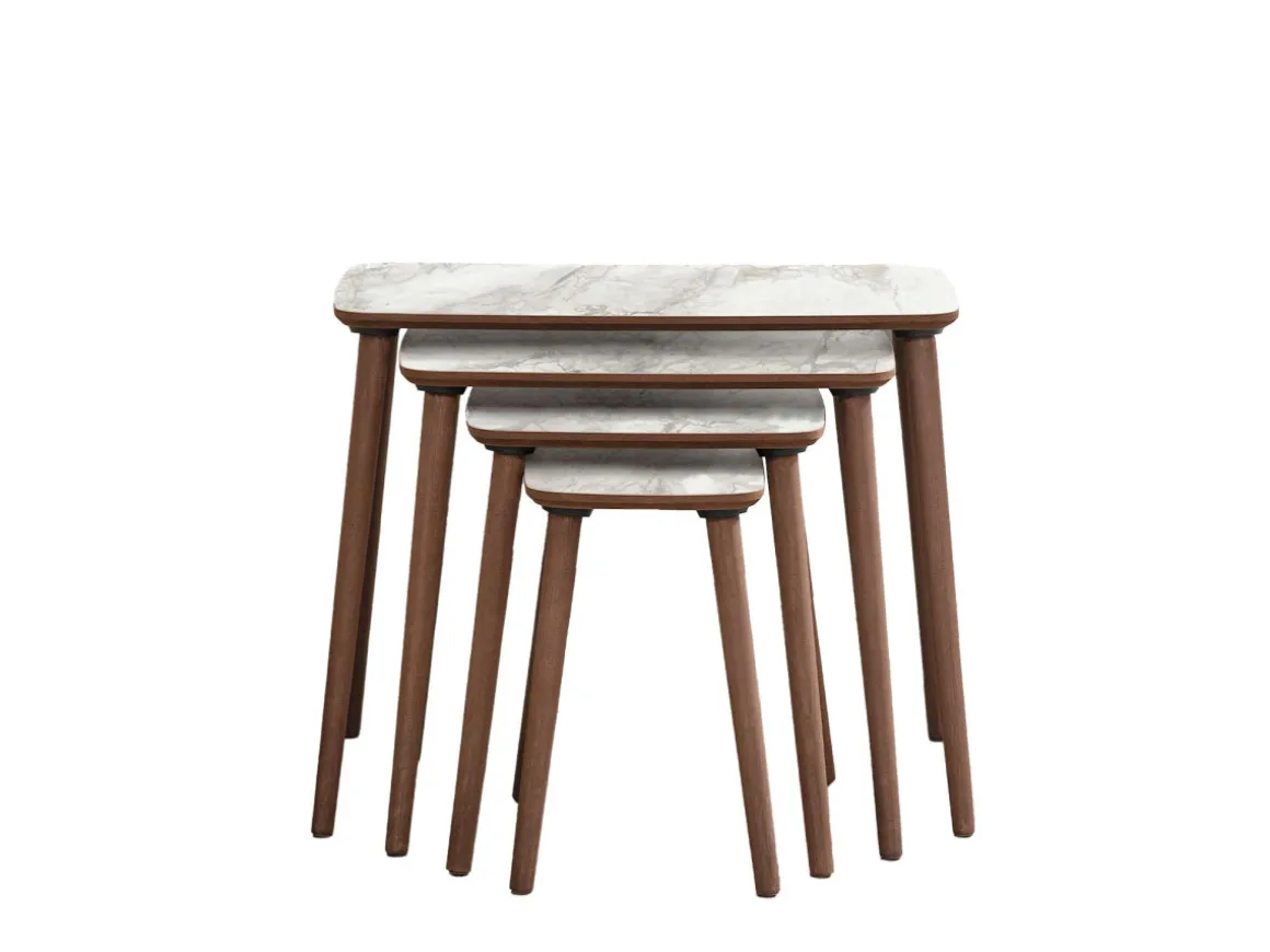 Table gigogne (4 pièces) en bois "Luci" 70 x 40 x 55 cm - Blanc