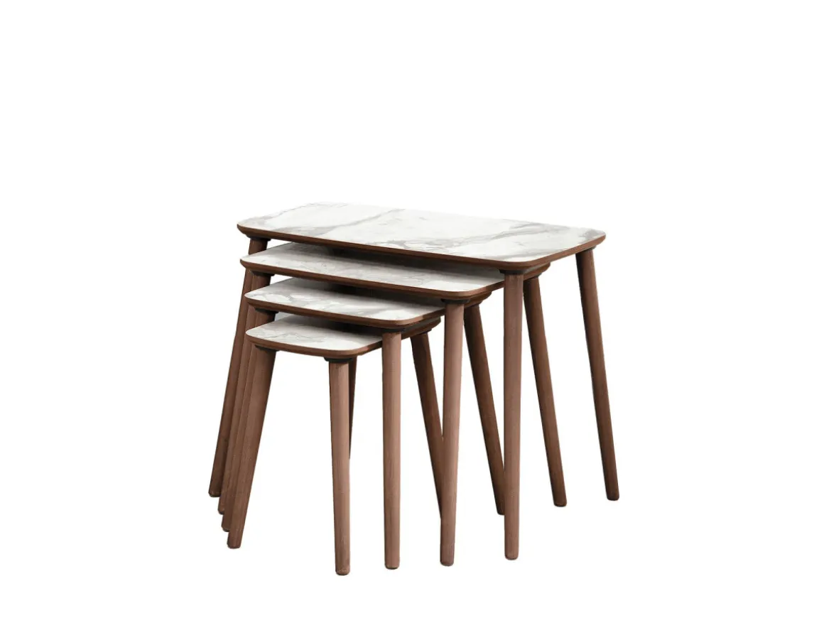 Table gigogne (4 pièces) en bois "Luci" 70 x 40 x 55 cm - Blanc