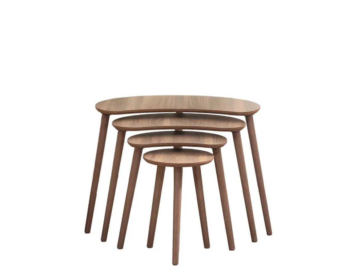 Table gigogne (4 pièces) en bois "Moon" 40 x 75 x 55 cm - Noyer