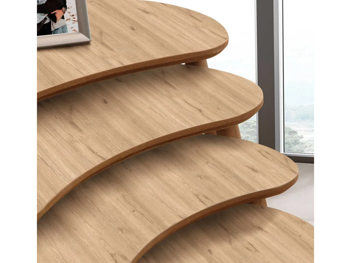 Table gigogne (4 pièces) en bois "Moon" 40 x 75 x 55 cm - Chêne