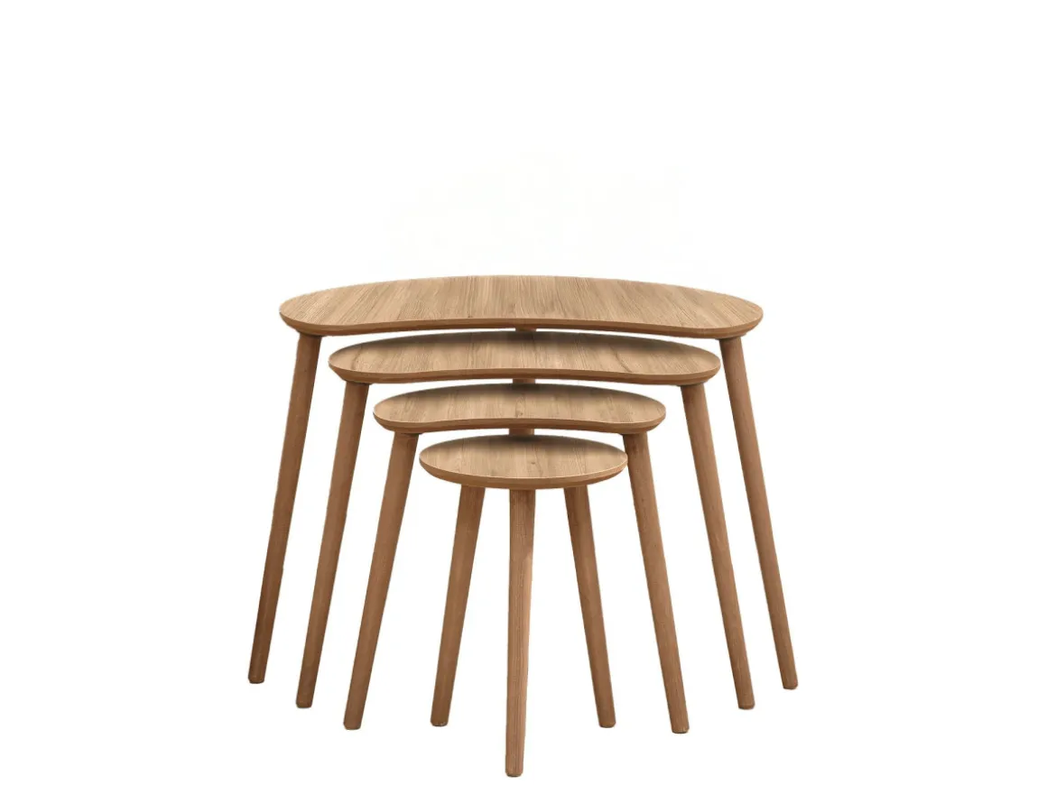 Table gigogne (4 pièces) en bois "Moon" 40 x 75 x 55 cm - Chêne