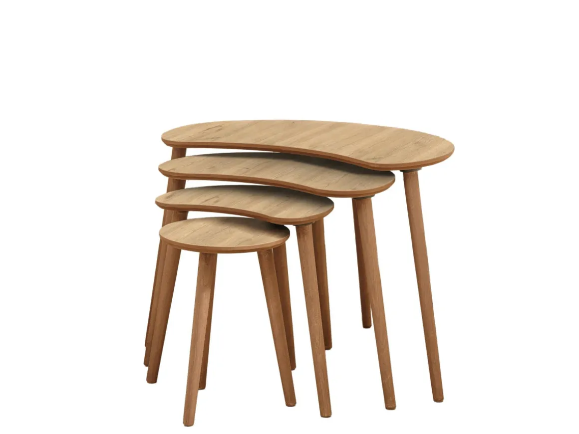 Table gigogne (4 pièces) en bois "Moon" 40 x 75 x 55 cm - Chêne