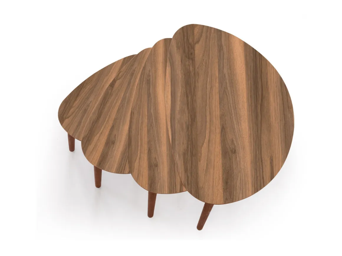Table gigogne (4 pièces) en bois "Nora" 68 x 45 x 55 cm - Noyer