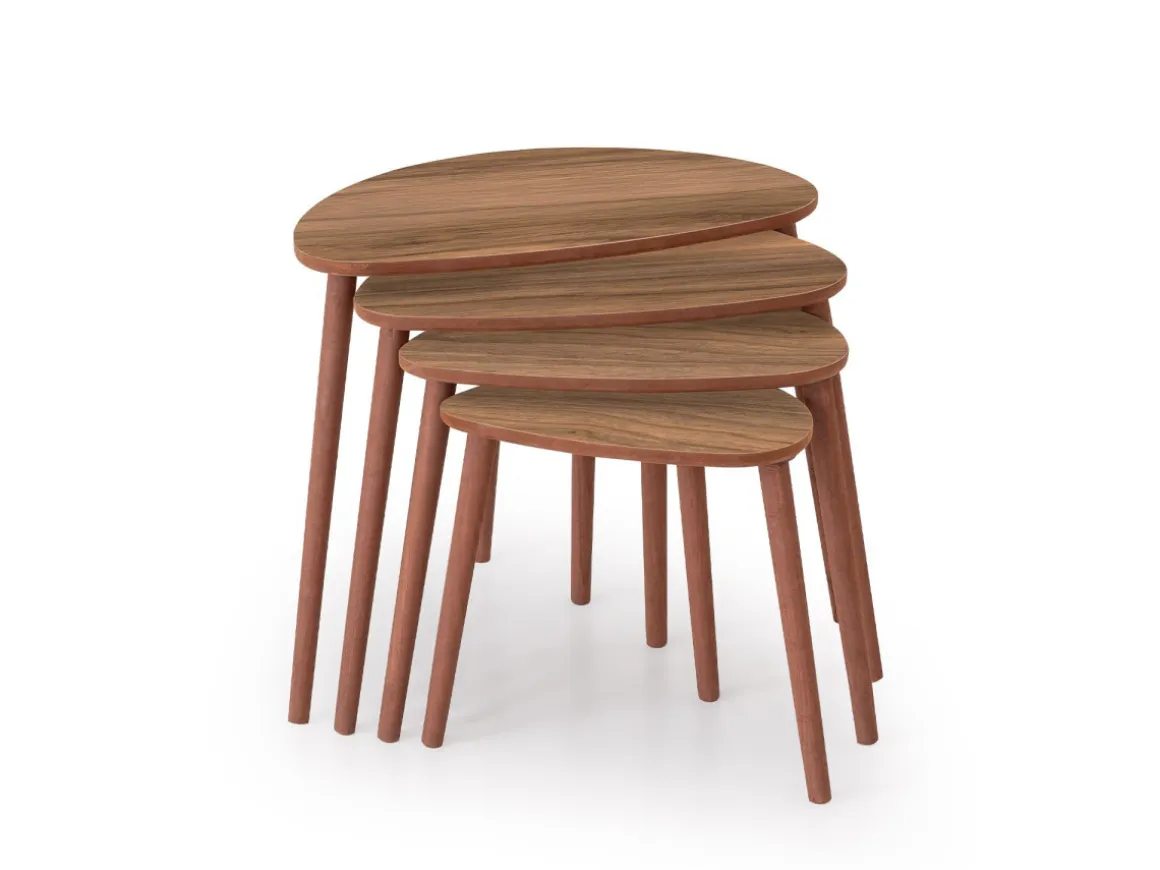 Table gigogne (4 pièces) en bois "Nora" 68 x 45 x 55 cm - Noyer