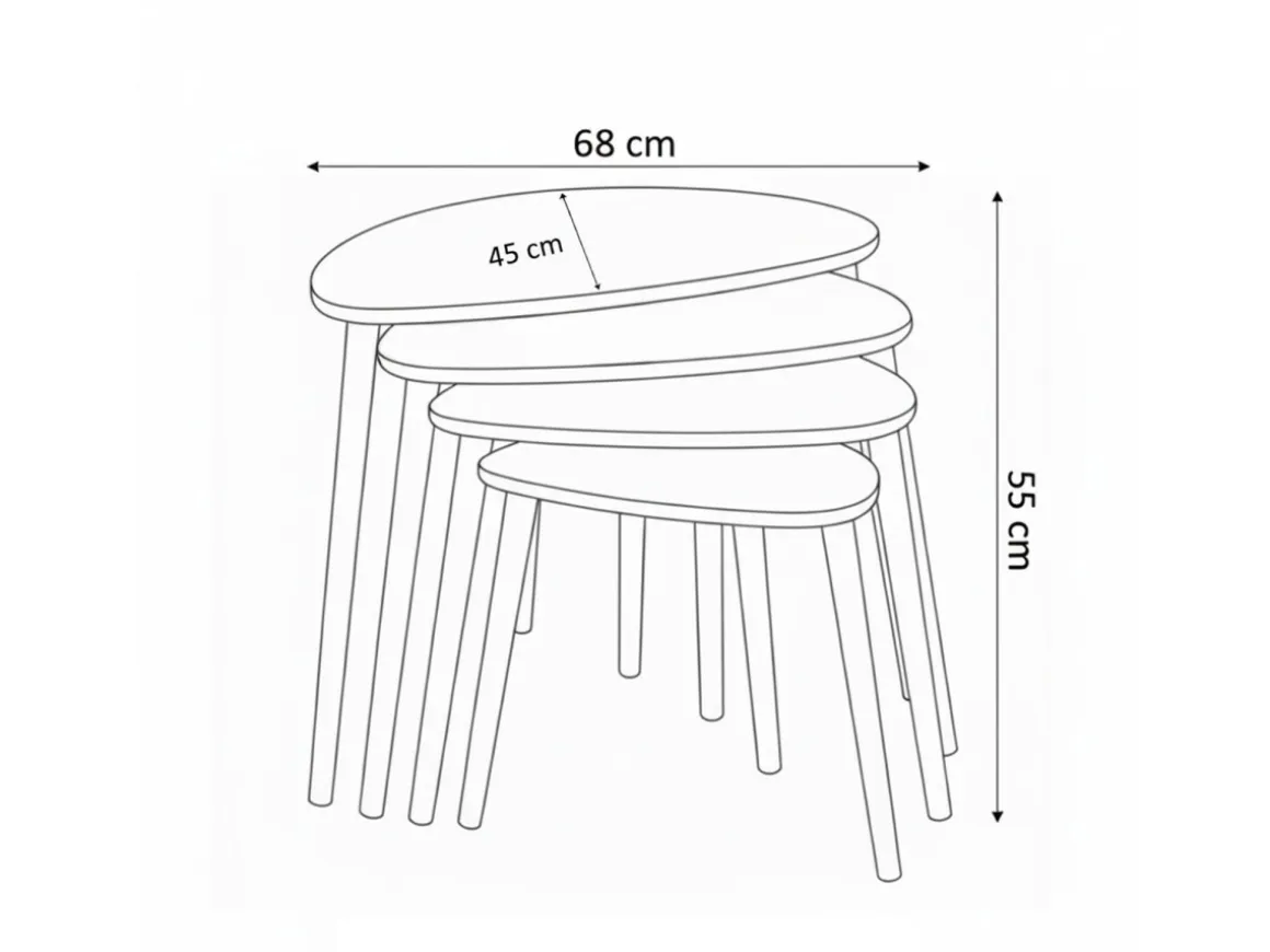 Table gigogne (4 pièces) en bois "Nora" 68 x 45 x 55 cm - Noyer