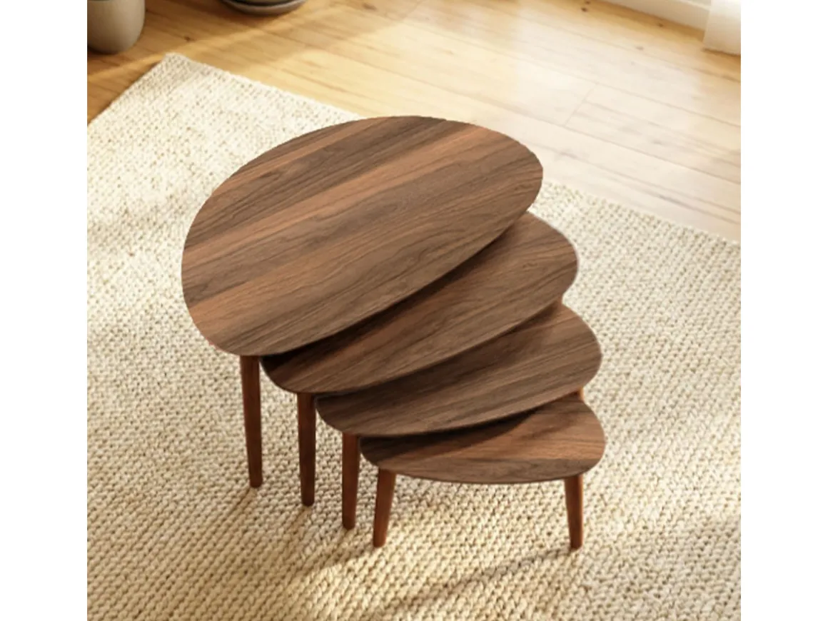 Table gigogne (4 pièces) en bois "Nora" 68 x 45 x 55 cm - Noyer