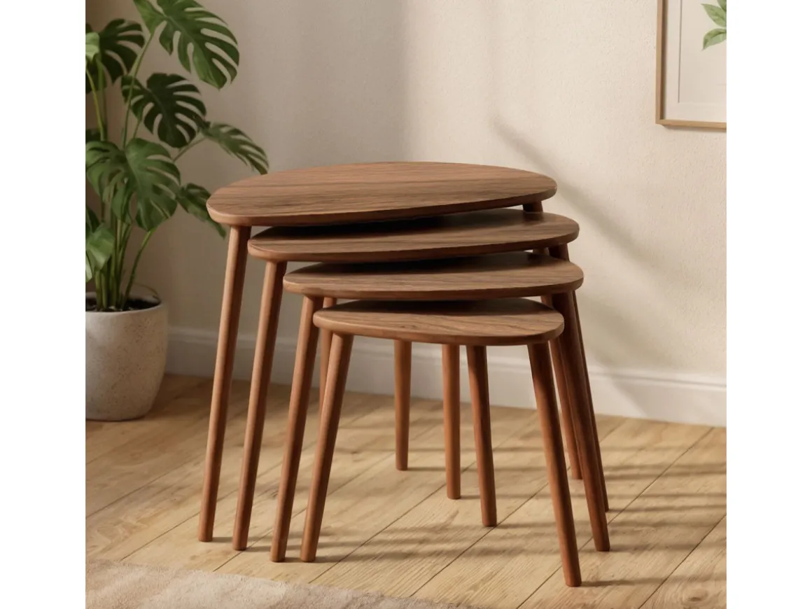 Table gigogne (4 pièces) en bois "Nora" 68 x 45 x 55 cm - Noyer