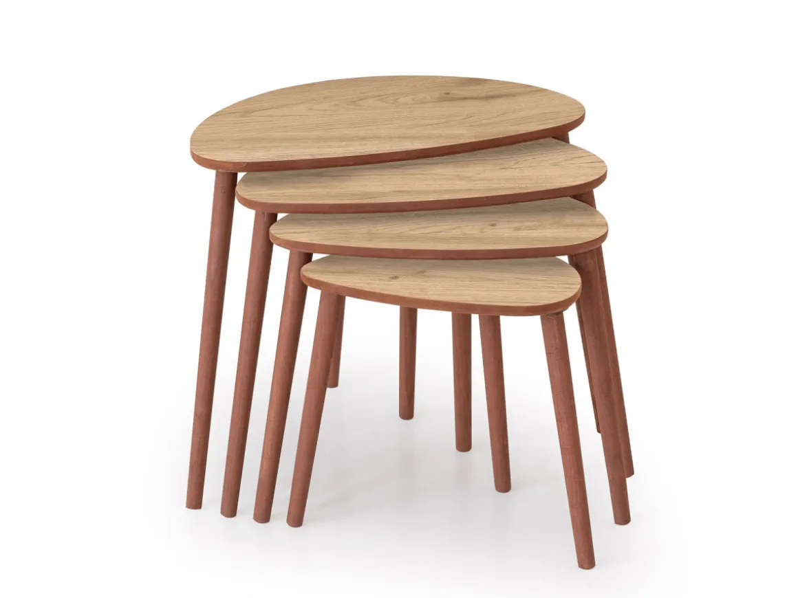 Table gigogne (4 pièces) en bois "Nora" 68 x 45 x 55 cm - Chêne
