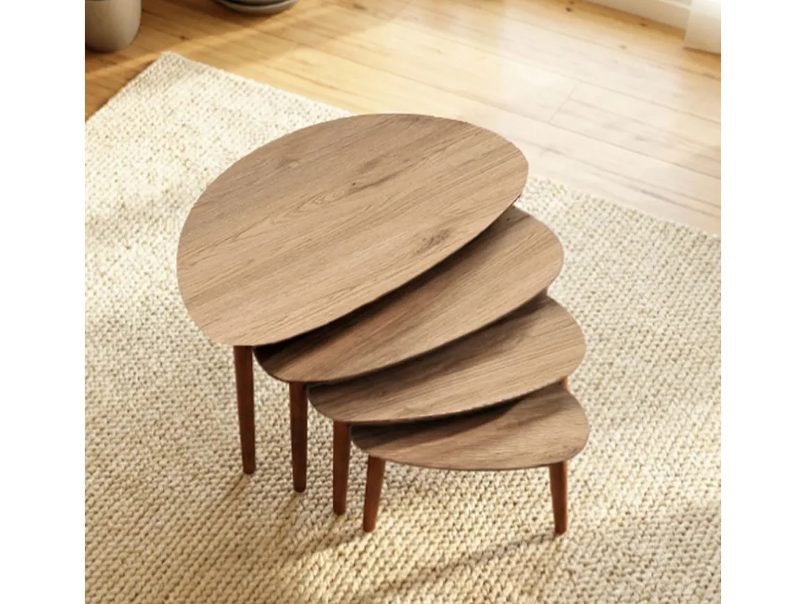 Table gigogne (4 pièces) en bois "Nora" 68 x 45 x 55 cm - Chêne
