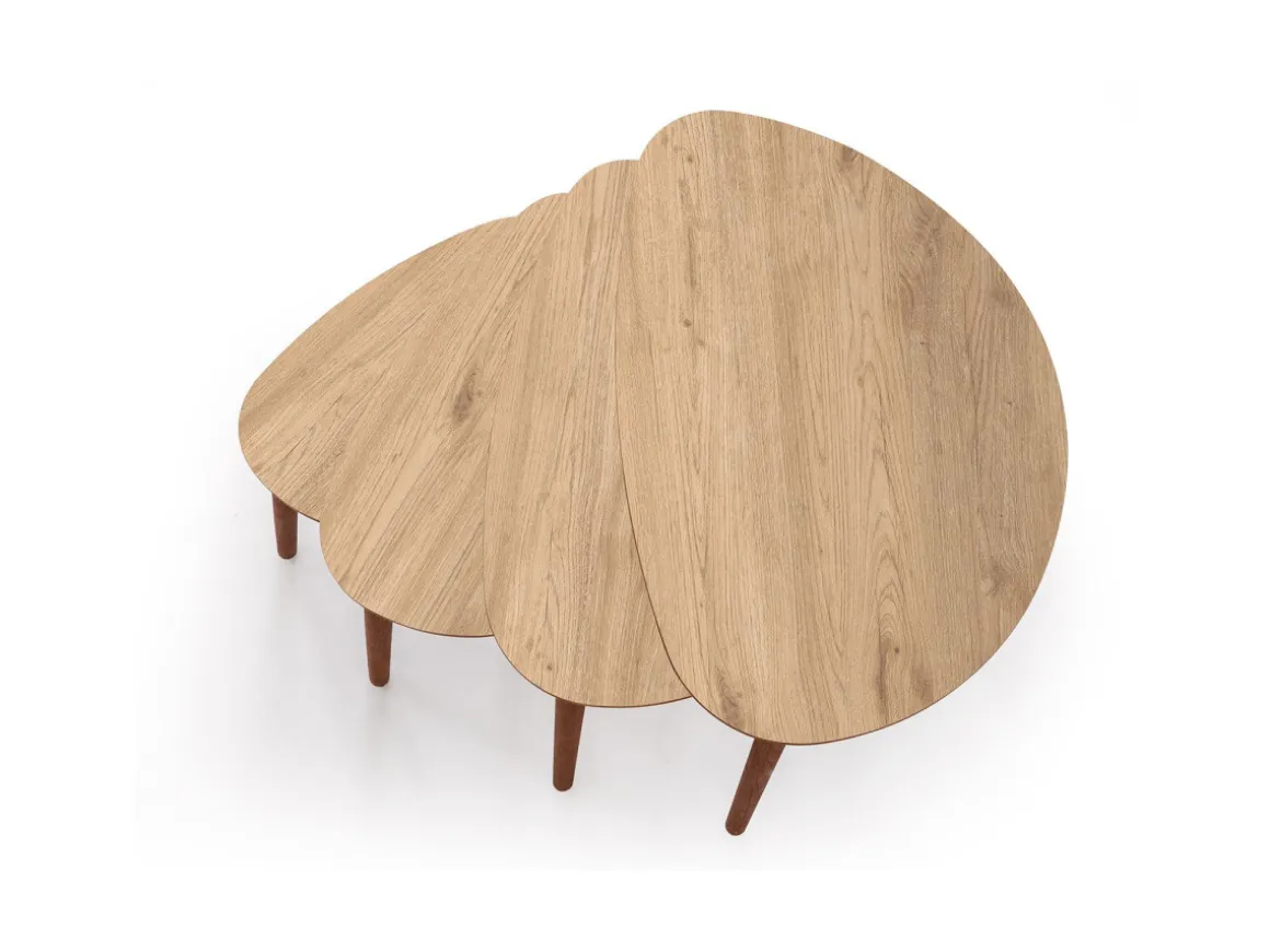 Table gigogne (4 pièces) en bois "Nora" 68 x 45 x 55 cm - Chêne