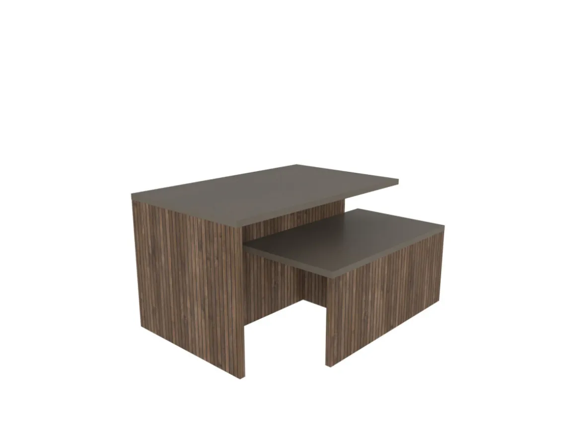Table gigogne (2 pièces) en bois "Twins" 72 x 45 x 42 cm - Taupe
