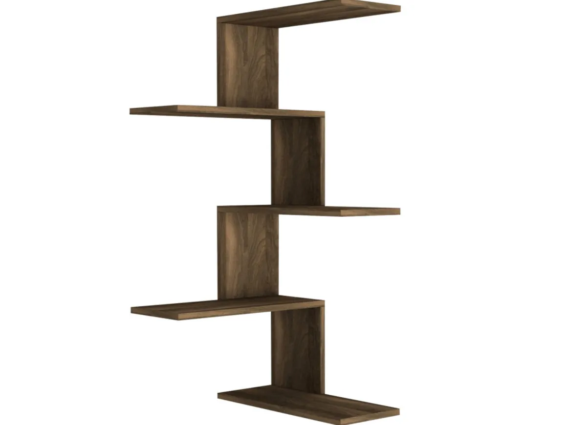 Étagère d'angle murale en bois "Caniko" - 51 x 29 x 109 cm - Marron