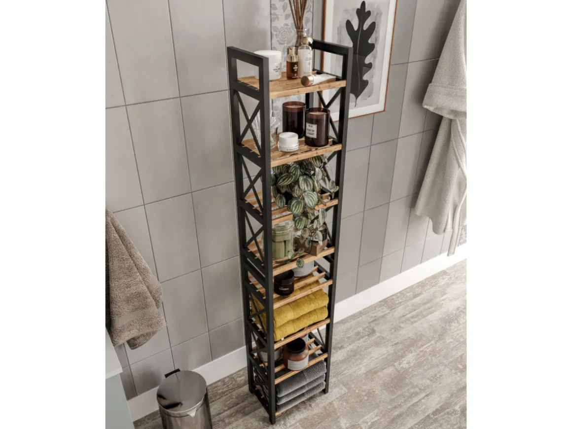 Étagère multifonctionnelle en bois "Mini" 23 x 18 x 128 cm - Noir