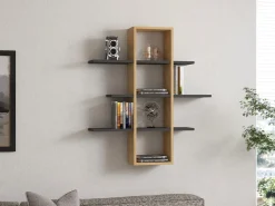 Étagère murale en bois "Ardo" - 96 x 19 x 101 cm - Saphir, Anthracite