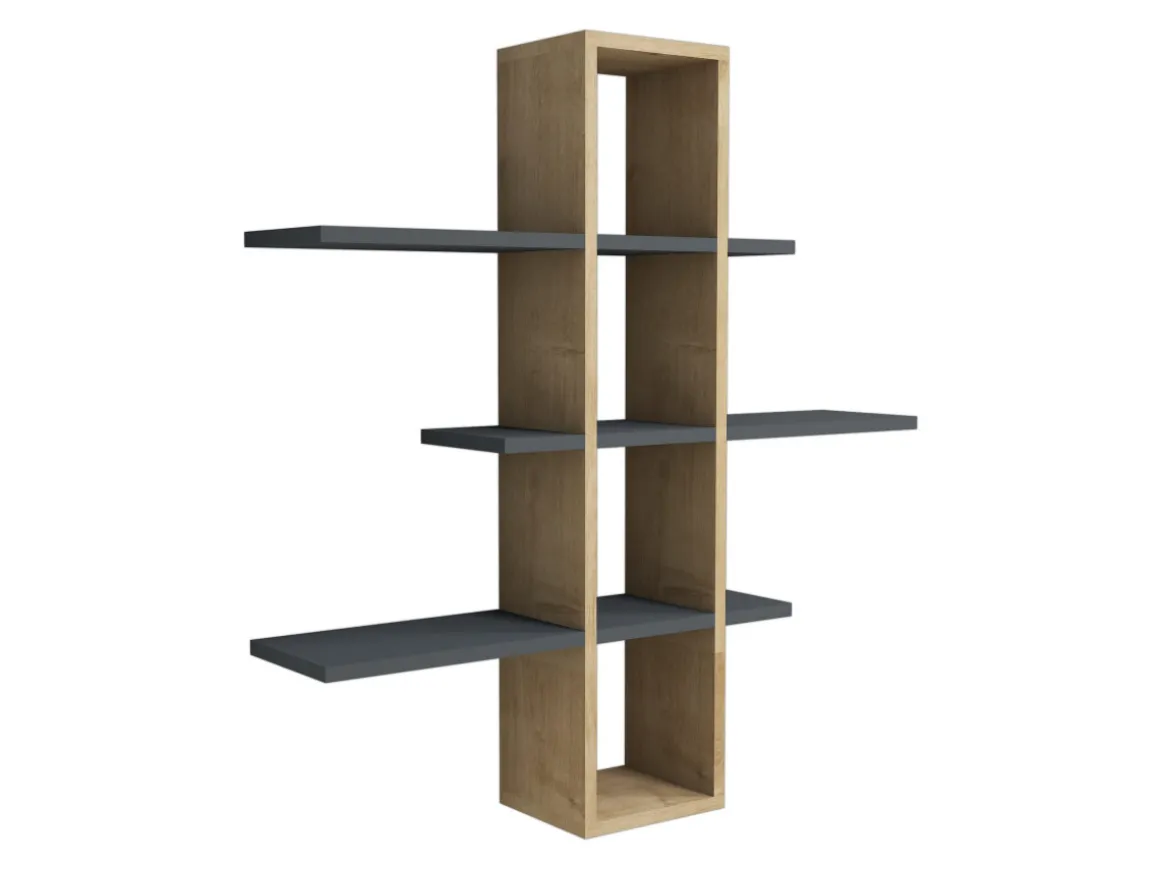 Étagère murale en bois "Ardo" - 96 x 19 x 101 cm - Saphir, Anthracite