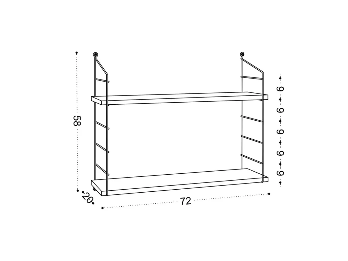Étagère murale en bois "Armoni" - 72 x 20 x 58 cm - Blanc