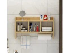 Étagère murale en bois "Asya" - 63 x 14 x 35 cm - Beige
