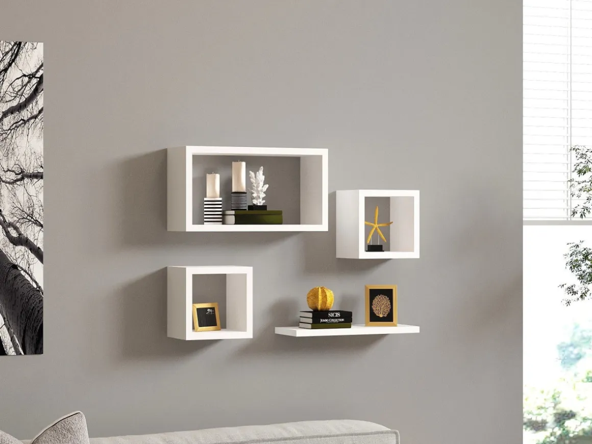 Étagère murale en bois "Babi" - 43 x 15 x 23 cm - Blanc