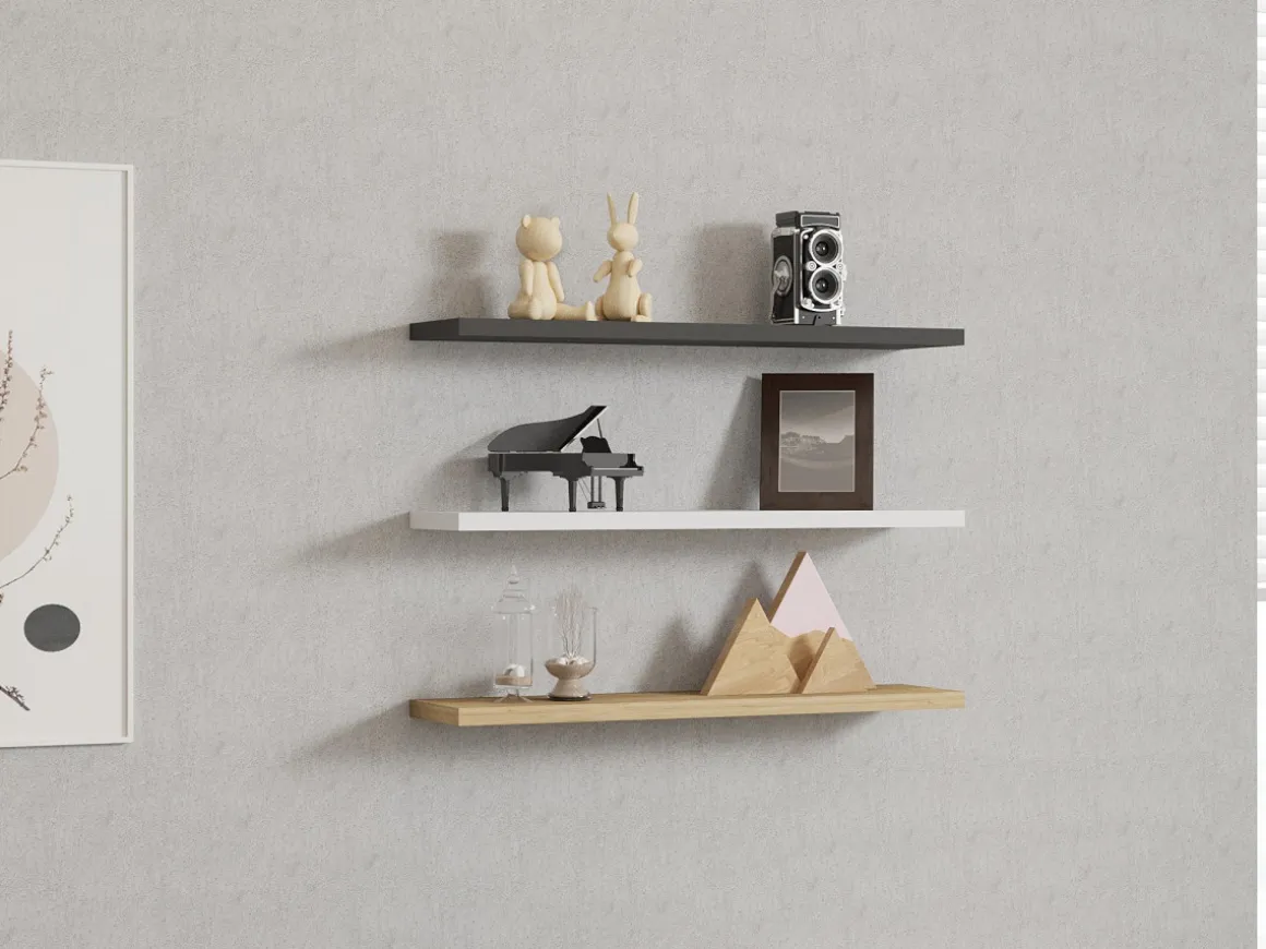 Étagère murale en bois "Boss" - 60 x 1 x 14 cm - Saphir, Anthracite, Blanc