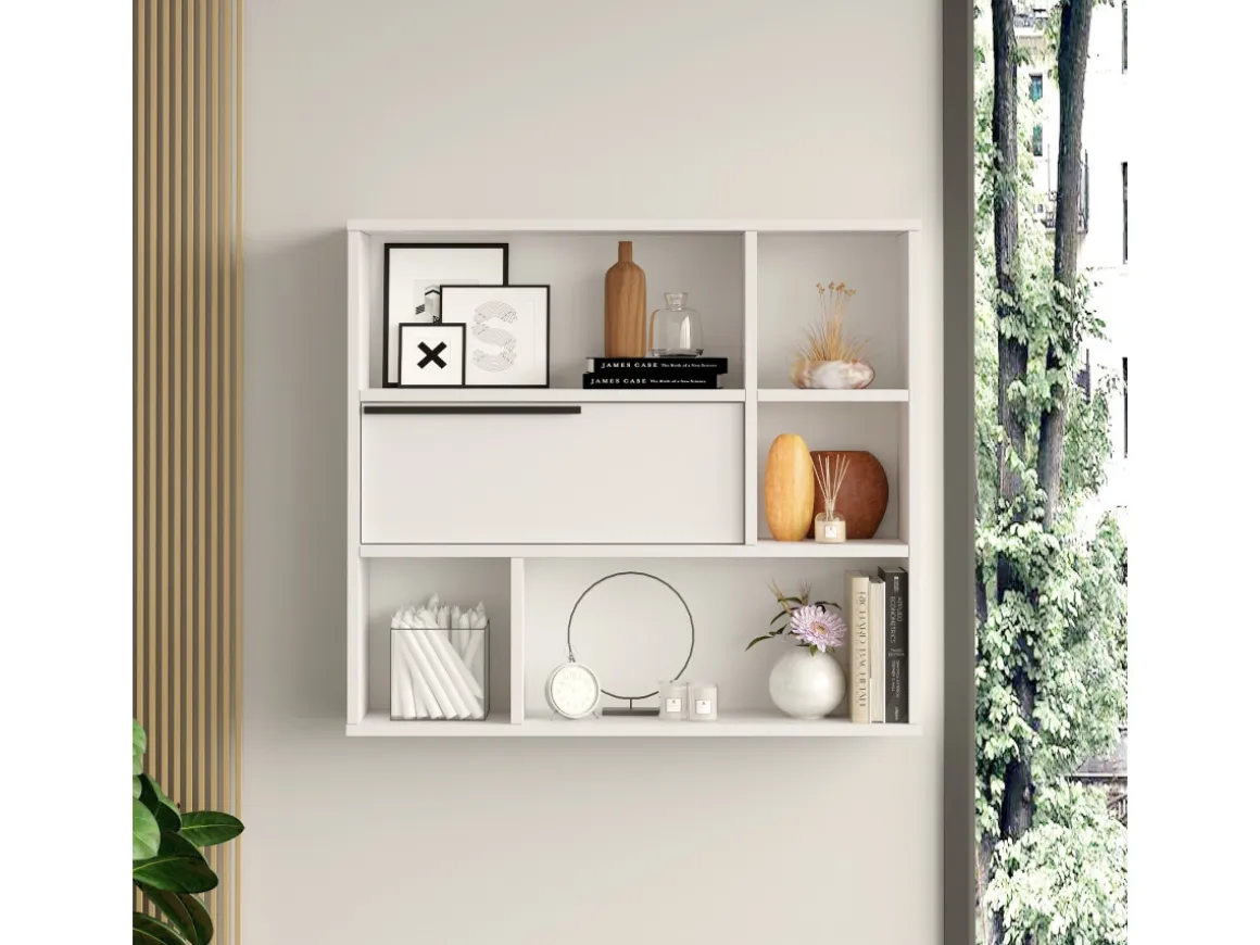 Étagère murale en bois "Calvin" - 90 x 22 x 81 cm - Blanc