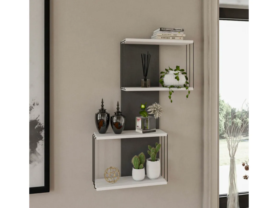 Étagère murale en bois "Destan" - 65 x 19 x 96 cm - Blanc