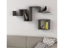 Étagère murale en bois "Follow" - 116 x 20 x 45 cm - Gris anthracite