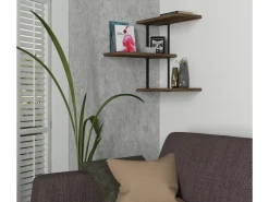 Étagère murale en bois "Frisbi" - 45 x 20 x 47 cm - NoyerNoir