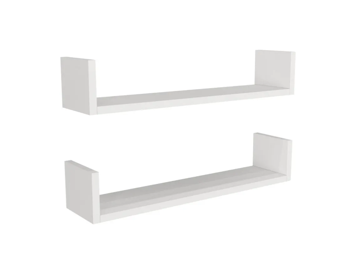 Étagère murale en bois "Iris" - 63 x 14 x 14 cm - Blanc