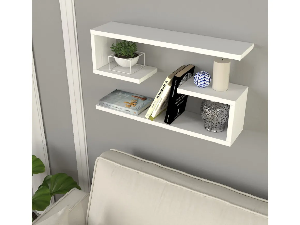 Étagère murale en bois "Jenika" - 60 x 14 x 18 cm - Blanc