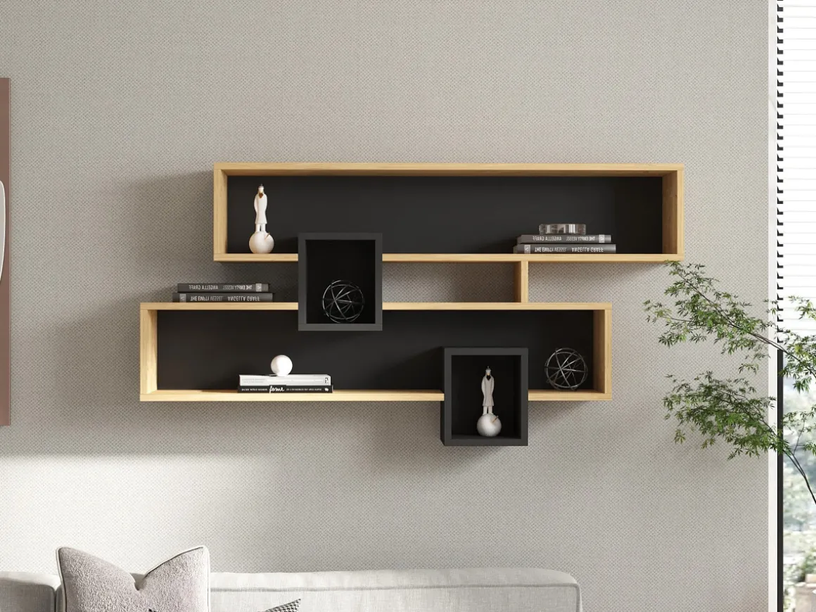 Étagère murale en bois "Karen" - 120 x 22 x 72 cm - SaphirAnthracite