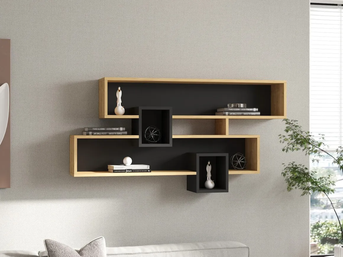 Étagère murale en bois "Karen" - 120 x 22 x 72 cm - SaphirAnthracite