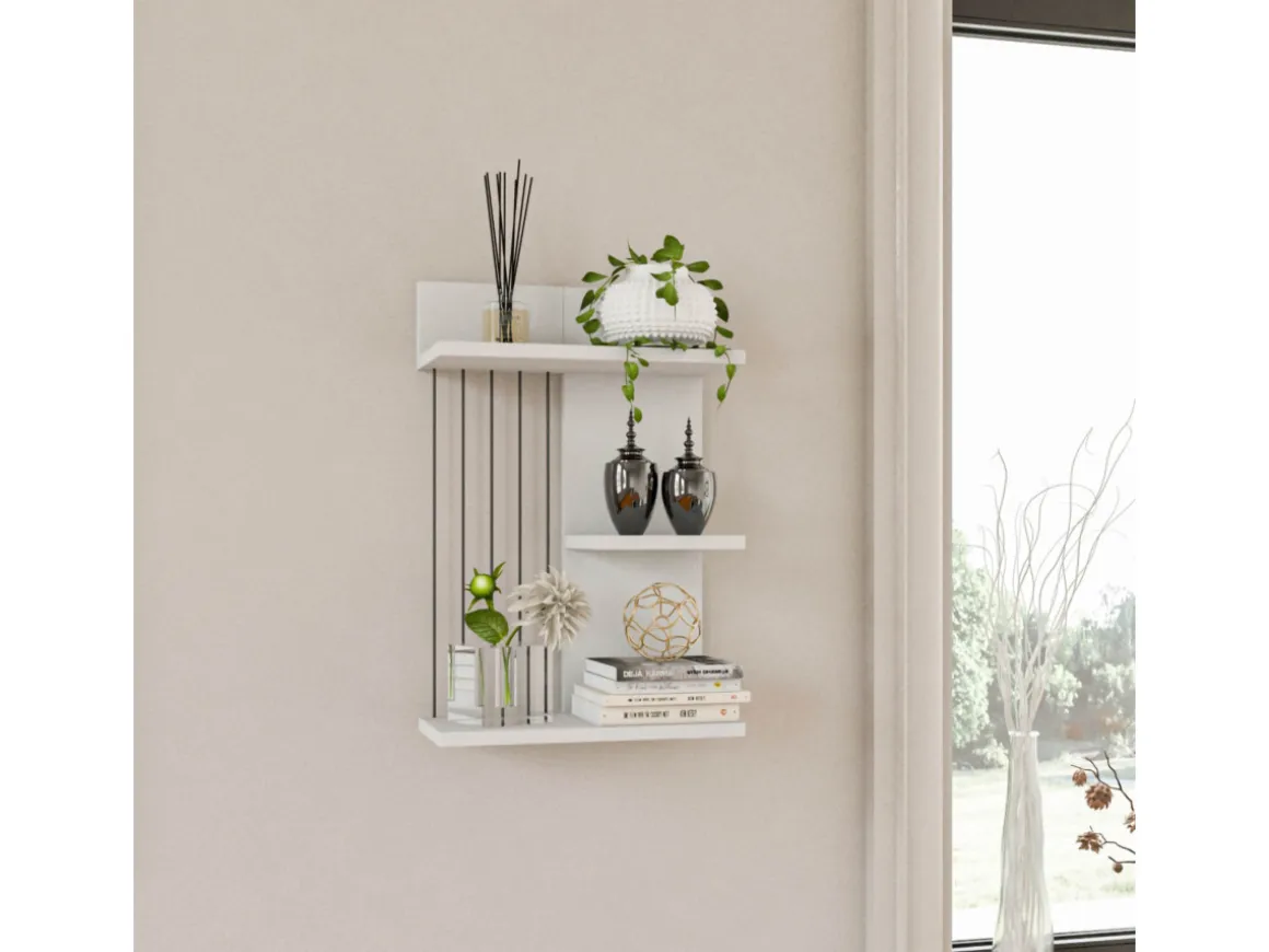Étagère murale en bois "Kinik" - 40 x 19 x 60 cm - Blanc