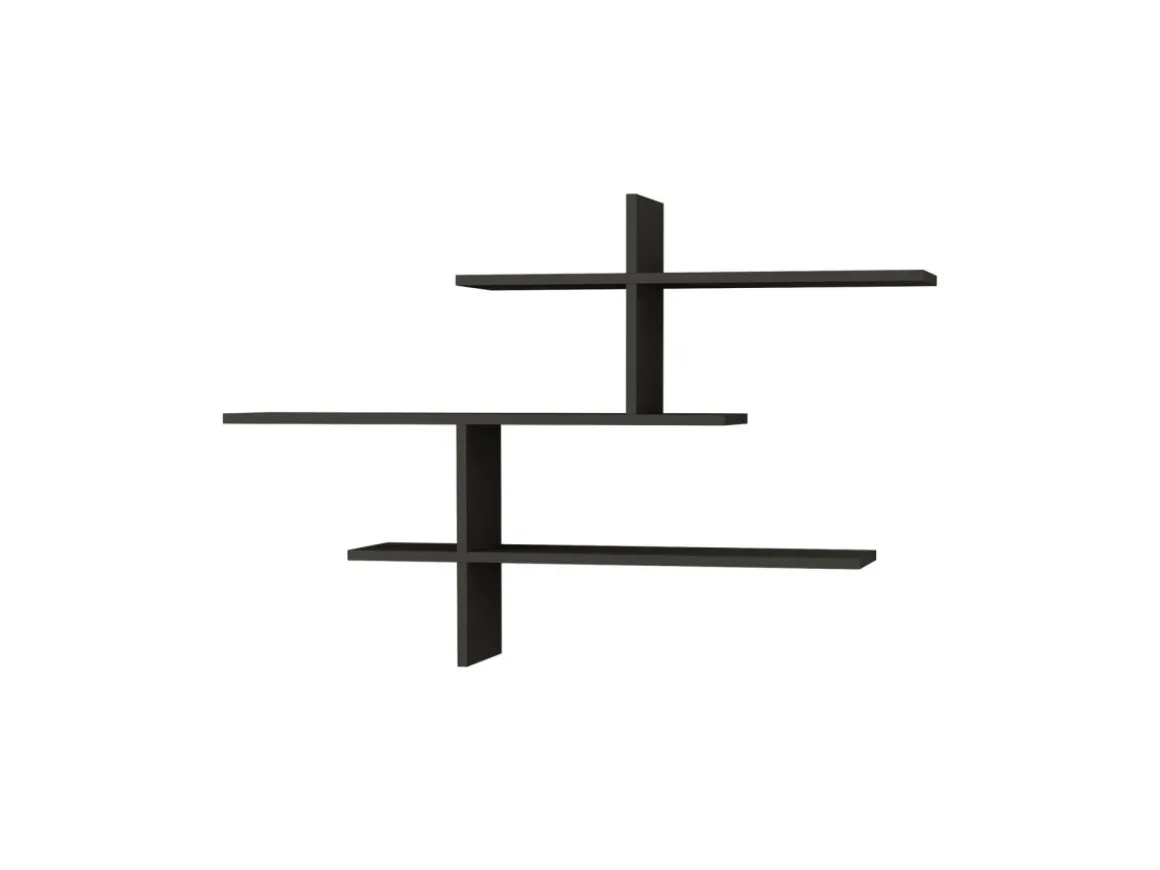 Étagère murale en bois "Leo" - 123 x 22 x 80 cm - Anthracite