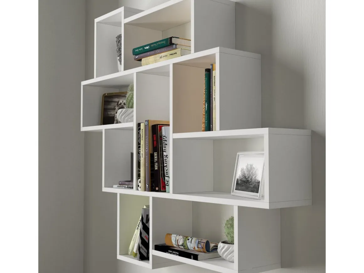 Étagère murale en bois "Parola" - 115 x 15 x 103 cm - Blanc