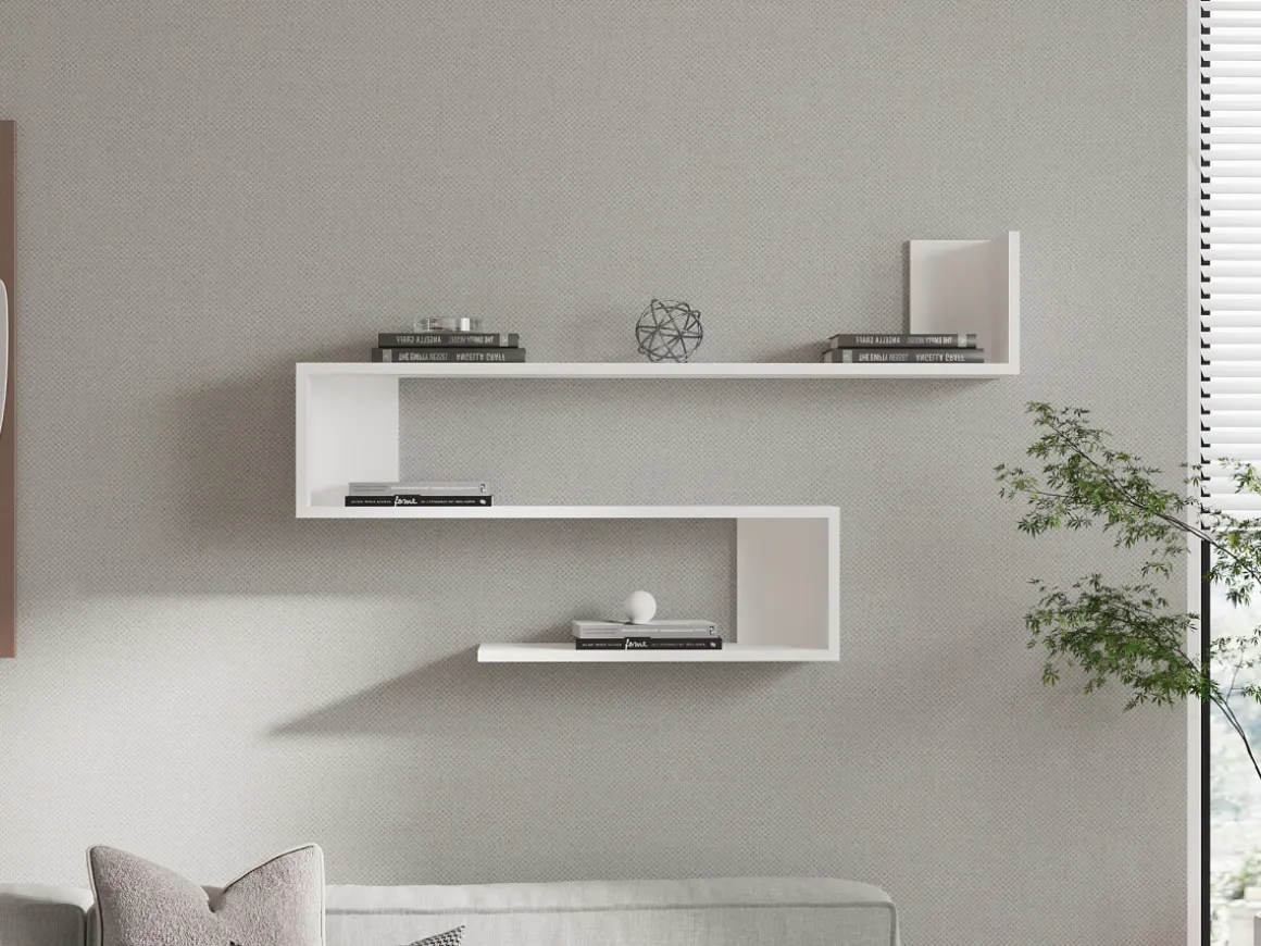 Étagère murale en bois "Penne" - 120 x 20 x 71 cm - Blanc