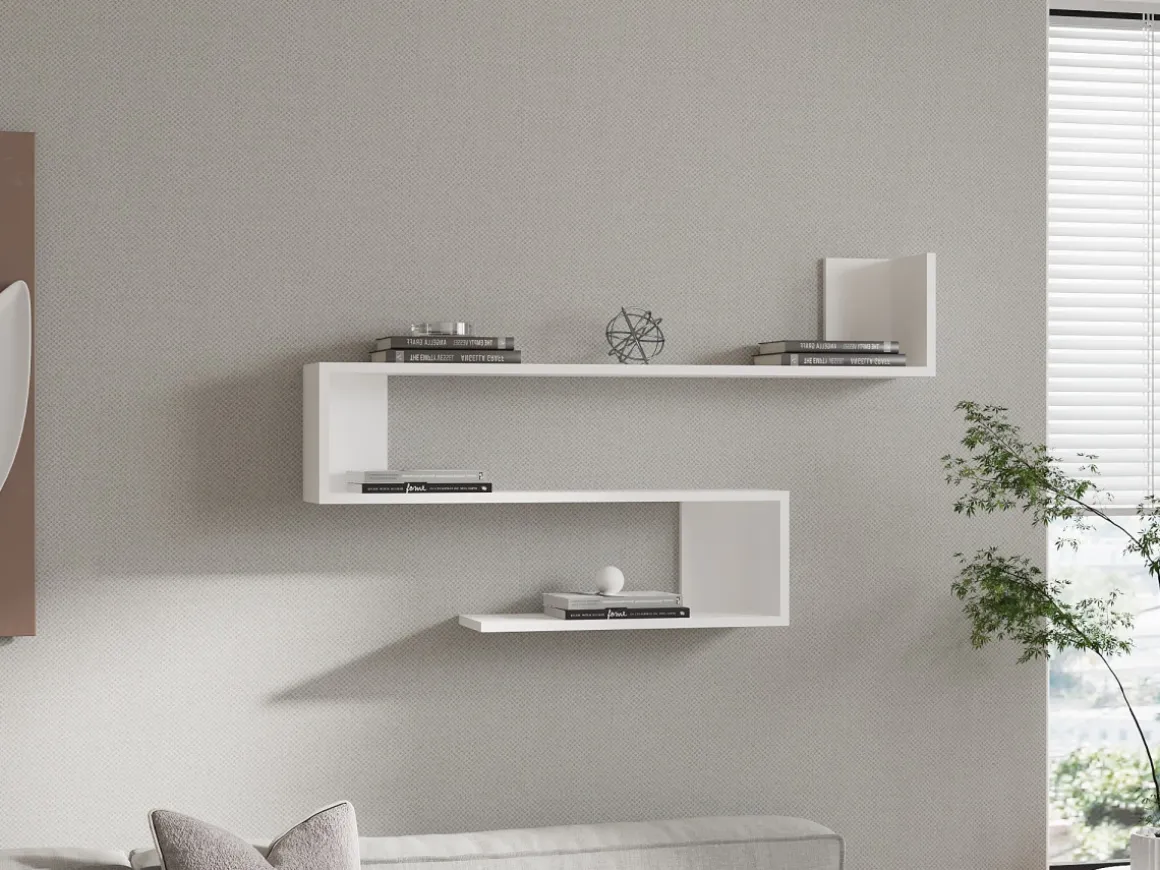 Étagère murale en bois "Penne" - 120 x 20 x 71 cm - Blanc