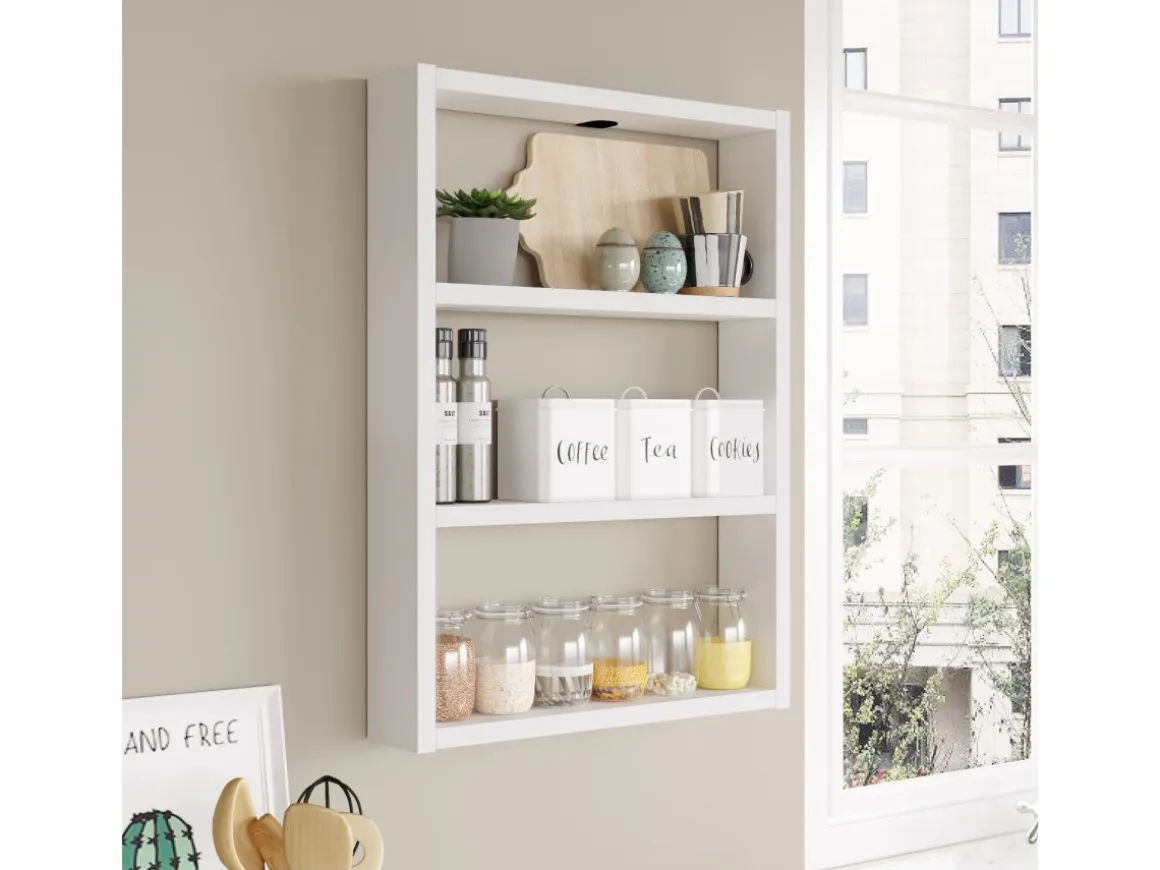 Étagère murale en bois "PR1" - 43 x 9 x 60 cm - Blanc