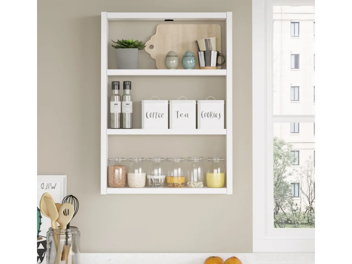 Étagère murale en bois "PR1" - 43 x 9 x 60 cm - Blanc