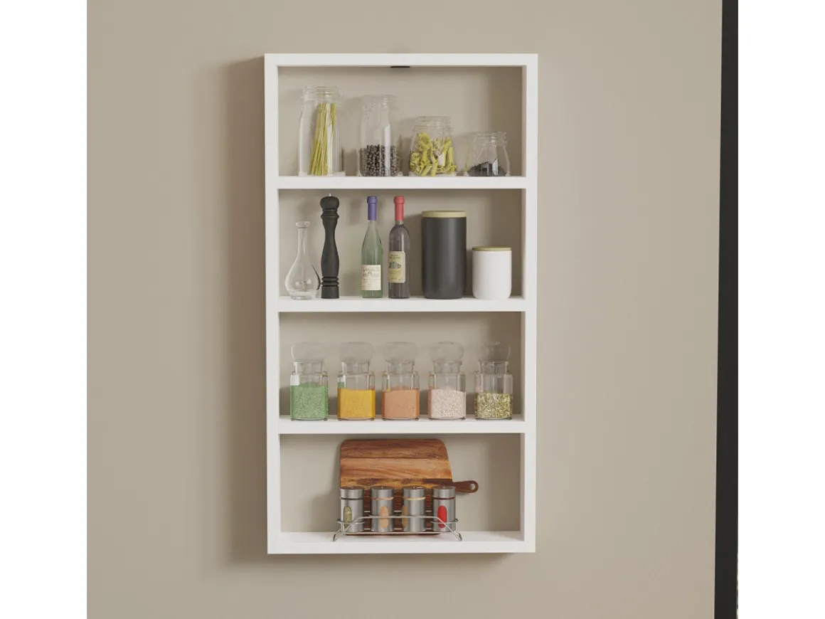 Étagère murale en bois "Quatro" - 43 x 9 x 80 cm - Blanc