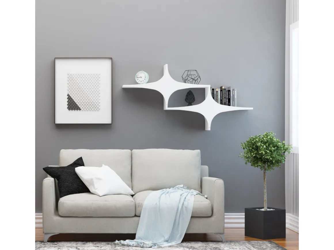 Étagère murale en bois "Susen" - 135 x 20 x 69 cm - Blanc