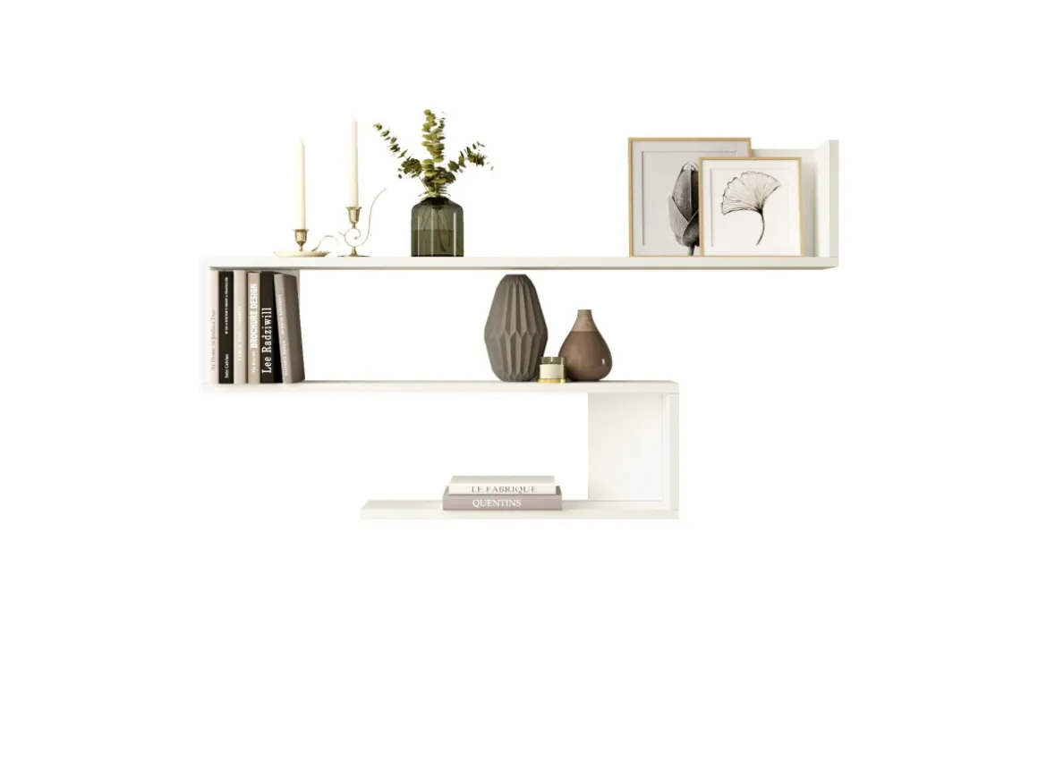 Étagère murale en bois "WL10" - 120 x 14 x 71 cm - Blanc