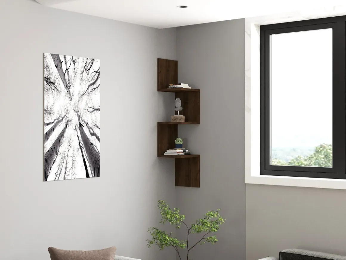Étagère murale en bois "Zikzak" - 25 x 25 x 105 cm - Noyer