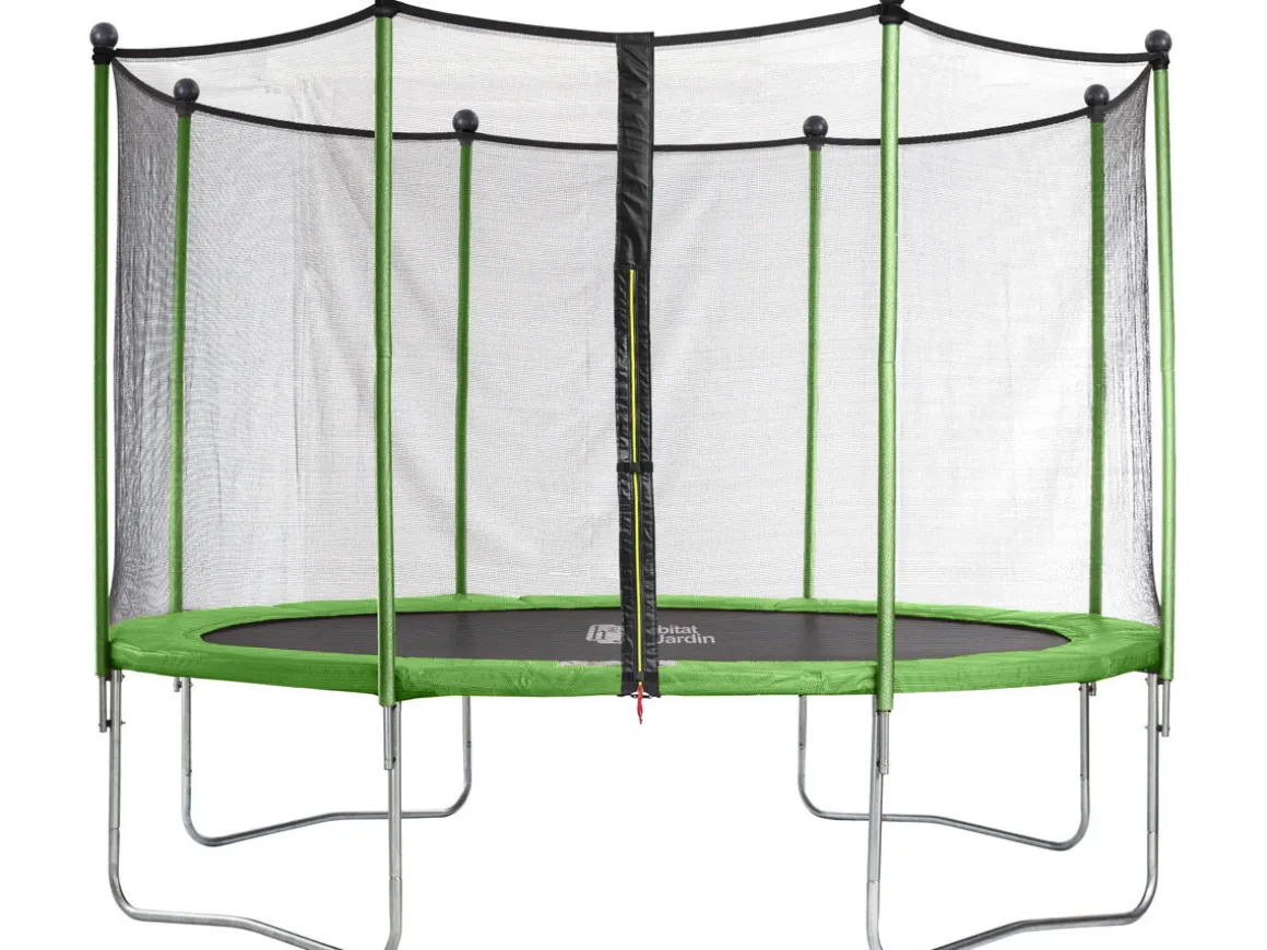Trampoline "Yoopi" - Ø 3.65 m - Avec filet + échelle + couverture + kit d'ancrage