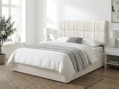 Tête de lit en tissu épais style bubble "Alpe d窶僣uez" - 140 cm - Beige
