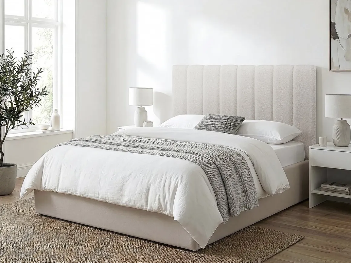 Tête de lit en tissu texturé "Val Thorens" - Beige - 160 cm